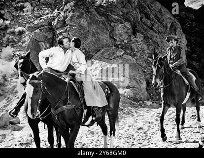 Gregory Peck, Jean Simmons, am Set des Westernfilms „The Big Country“, United Artists, 1958 Stockfoto