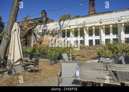 Ruine, ausgebranntes Teehaus, Englischer Garten, Park, großer Tiergarten, Tiergarten, Mitte, Berlin, Deutschland, Europa Stockfoto