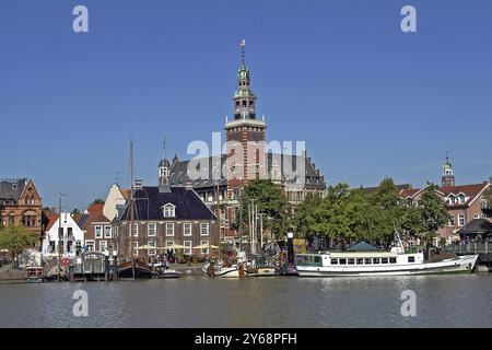 Blick auf die Stadt leer, Ostfriesland, Niedersachsen, leer, Niedersachsen, Bundesrepublik Deutschland Stockfoto