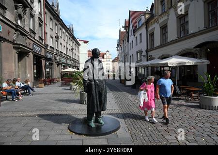 Tallinn, Estland - 24. Juli 2024: Jaan Krossi-Statue in Tallinn. Stockfoto