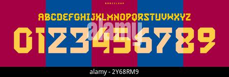 Retro-Sport-Typografie, geometrische Anzeige, auffällige und kraftvolle Schriftart für Sportmarken, Trikotnummern und Teamartikel. Vektortypsatz Stock Vektor