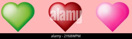 Niedliche Herzen in verschiedenen Farben und Formen Stock Vektor