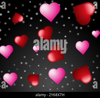 Niedliche Herzen in verschiedenen Farben und Formen Stock Vektor