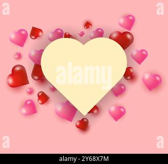 Niedliche Herzen in verschiedenen Farben und Formen Stock Vektor