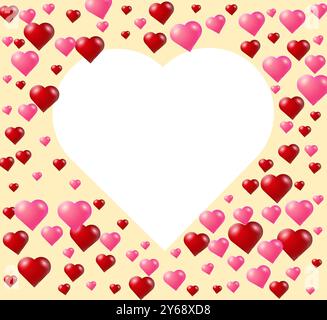 Niedliche Herzen in verschiedenen Farben und Formen Stock Vektor