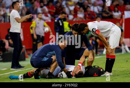 Spanisch La Liga EA Sports Fußball Spiel Sevilla gegen Valladolid im Sanchez Pizjuan Stadion in Sevilla, Spanien. September 2024. JORNADA 7 LIGA 1ª DIVISION ESTADIO SANCHEZ PIZJUAN SEVILLA FC - REAL VALLADOLID 900/Cordon PRESS Credit: CORDON PRESS/Alamy Live News Stockfoto