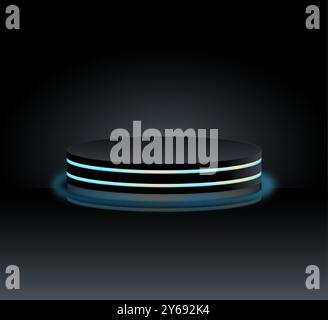 Dunkles Podium mit schwarzem Hintergrund Stock Vektor