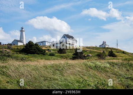 Café und moderner Leuchtturm am Cape Spear Lighthouse National Historic Site in St. John's, Neufundland & Labrador, Kanada Stockfoto