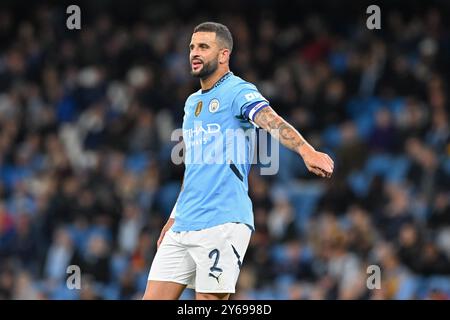 Kyle Walker von Manchester City trainiert während des Carabao Cup Matches Manchester City gegen Watford im Etihad Stadium, Manchester, Großbritannien, 24. September 2024 (Foto: Cody Froggatt/News Images) Stockfoto