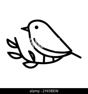 Vogelsymbol oder modernes Liniensymbol. Vektorgrafik und Ikonendesign mit auffälligen Konturen. Schwarz-weiß Pixel Perfect minimalistisches Symbol isoliert weiß b Stock Vektor
