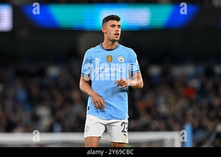 Manchester, Großbritannien. September 2024. Matheus Nunes von Manchester City während des Carabao Cup-Spiels Manchester City gegen Watford im Etihad Stadium, Manchester, Vereinigtes Königreich, 24. September 2024 (Foto: Cody Froggatt/News Images) in Manchester, Vereinigtes Königreich am 24. September 2024. (Foto: Cody Froggatt/News Images/SIPA USA) Credit: SIPA USA/Alamy Live News Stockfoto