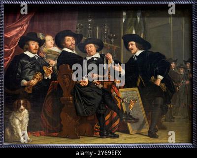 Offiziere der Querbogengilde der Amsterdamer Bürgergarde, 1653, Bartholomeus van der HELST, Haarlem (Pays-Bas), 1613 - Amsterdam (Pays-Bas), 1670, Musée du Louvre, Paris, Frankreich. Stockfoto