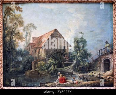 The Water Mill, 1751, Öl auf Leinwand, Francois BOUCHER, Paris, 1703 - 1770, Musée du Louvre, Paris, Frankreich. Stockfoto