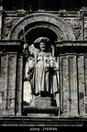 SANTIAGO EL BÜRGERMEISTER. SANTIAGO PEREGRINO. APOSTOL . MARTIR AÑO 44. CATEDRAL DE SANTIAGO DE COMPOSTELA. PUERTA SANTA. Stockfoto