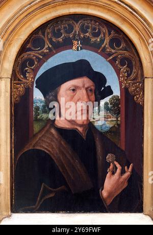 Porträt von Jan Gerritsz van Egmond (gestorben 1523), Burgomaster von Alkmaar. (Niederlande), Öl auf der Platte, vor 1523, Jacob CORNELISZ van OOOSTSANEN, Oostsanen (Pays-Bas), vers 1474 - Amsterdam (Pays-Bas), 1533, Musée du Louvre, Paris, Frankreich. Stockfoto