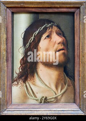 Christus an der Säule, Öl auf Platte (Pappel), um 1476-1478, Antonello DE MESSINE, Messine (Sizilien), vers 1430 - Messine, 1479, Musée du Louvre, Paris, Frankreich. Stockfoto