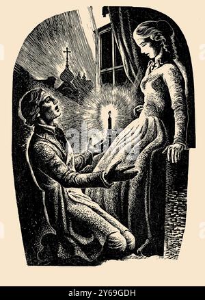 Illustration zum Roman Verbrechen und Bestrafung von F. Dostojewski. Museum: PRIVATE SAMMLUNG. Autor: Lynd Ward. Stockfoto