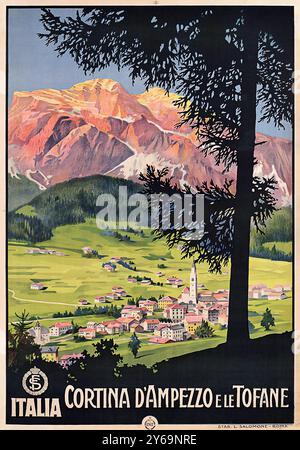 Vintage-Poster. Cortina d’Ampezzo, ca. 1920er Jahre produziert von ENIT Stockfoto