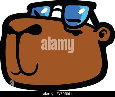 Capybara Kopf mit cooler Sonnenbrille Stock Vektor