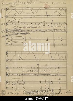 Musik 1800–1900; Musikhandschriften; Knox, James C. O Beten für den Frieden von Jerusalem, für Chor, Frauenstimmen (SSAA) und Klavier, Knox, James C., 1800–1900, Schmidt, Arthur Paul, Musikverlag, populäre Musik, Schreiben und Veröffentlichen, Noten, Music, United States, 19th Century, Music, United States, Manuskripte, Usa, Manuskripte Stockfoto