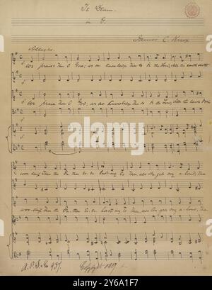 Musik 1800–1900; Musikhandschriften; Knox, James C. Te Deum in G, Knox, James C., 1800–1900, Schmidt, Arthur Paul, Musikverlag, populäre Musik, Schreiben und Veröffentlichen, Noten, Music, United States, 19th Century, Music, United States, Manuskripte, Usa, Manuskripte Stockfoto