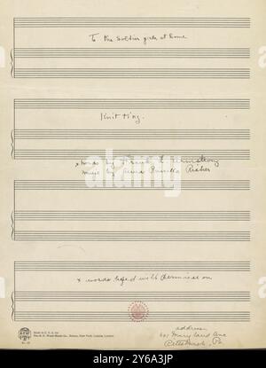 Musik 1800–1900; Musikmanuskripte; Risher, Anna Priscilla. Stricken, für Gesang und Klavier, Risher, Anna Priscilla., 1800 - 1900, Schmidt, Arthur Paul, Musikverlag, populäre Musik, Schreiben und Veröffentlichen, Noten, Music, United States, 19th Century, Music, United States, Manuskripte, Usa, Manuskripte Stockfoto