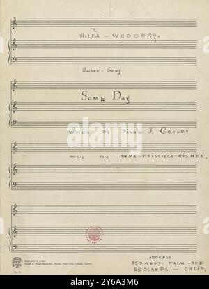 Musik 1800–1900; Musikmanuskripte; Risher, Anna Priscilla. Eines Tages, Risher, Anna Priscilla, 1800 - 1900, Schmidt, Arthur Paul, Musikverlag, populäre Musik, Schreiben und Veröffentlichen, Noten, Music, United States, 19th Century, Music, United States, Manuskripte, Usa, Manuskripte Stockfoto