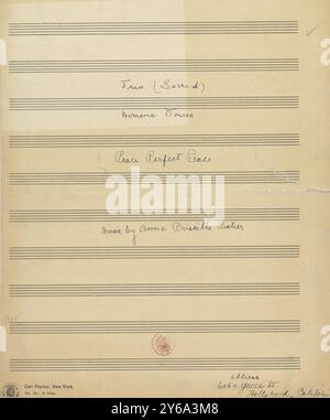 Musik 1800–1900; Musikmanuskripte; Risher, Anna Priscilla. Frieden, perfekter Frieden, Risher, Anna Priscilla., 1800 - 1900, Schmidt, Arthur Paul, Musikverlag, populäre Musik, Schreiben und Verlagswesen, Noten, Musik, Vereinigte Staaten, 19. Jahrhundert, Musik, Usa, Manuskripte, Usa, Manuskripte Stockfoto
