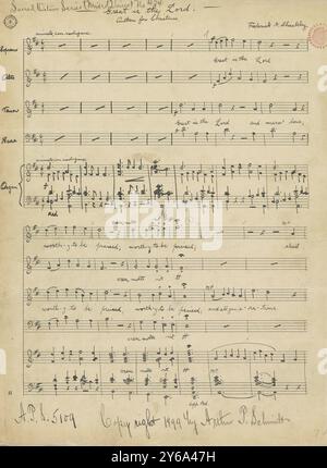 Musik 1800–1900; Musikmanuskripte; Shackley, Frederick N. Great is the Lord, Shackley, Frederick N., 1800–1900, Schmidt, Arthur Paul, Musikverlag, populäre Musik, Schreiben und Veröffentlichen, Noten, Music, United States, 19th Century, Music, United States, Manuskripte, Usa, Manuskripte Stockfoto