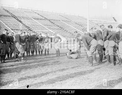 Sanford Teaching Men to Drop Ball, Yale, zwischen ca. 1910 und ca. 1915, Fußball, Glasnegative, 1 negativ: Glas; 5 x 7 Zoll Oder kleiner. Stockfoto