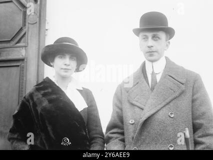 Constance Warren und Count Guy de Lasteyrie, Foto zeigt den Bildhauer Constance Whitney Warren (1888–1948), der Graf Guy de Lasteyrie 1912 heiratete, zwischen ca. 1910 und ca. 1915, Glasnegative, 1 negativ: Glas; 5 x 7 cm. Oder kleiner. Stockfoto