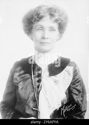 Emmeline Pankhurst, englische Suffragistin und politische Aktivistin Emmeline Pankhurst (1858-1928), Anführerin der britischen Frauenwahlrechtsbewegung., 16. Mai 1912, Glas-negative, 1 negativ: Glas; 5 x 7 Zoll. Oder kleiner. Stockfoto