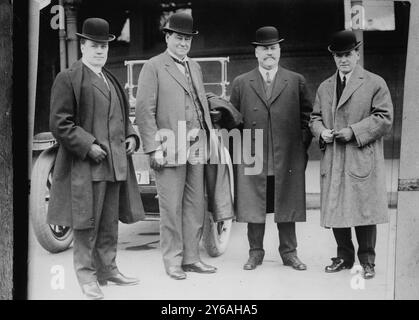 H.J. Titus, Dr. H. Wiley, A.D. Charlton und Dr. Geo Ainslie, Foto zeigt Hazen J. Titus, Superintendent der Northern Pacific Railway für Speisewagen; Chemiker Harvey Washington Wiley, zwischen ca. 1910 und ca. 1915, Glasnegative, 1 negativ: Glas; 5 x 7 Zoll. Oder kleiner. Stockfoto