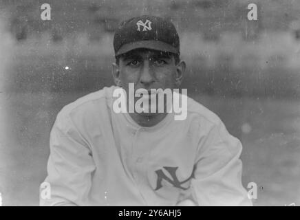 Roger Peckinpaugh, New York AL (Baseball), 1913, Glasnegative, 1 negativ: Glas; 5 x 7 Zoll Oder kleiner. Stockfoto