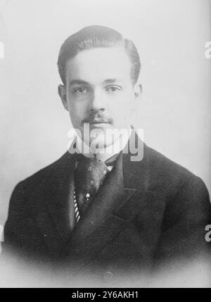 Ex-König Manuel, Foto zeigt Manuel II. Von Portugal, der von 1908 bis 1910 als letzter König von Portugal regierte, 3. September 1913, Glasnegative, 1 negativ: Glas; 5 x 7 cm. Oder kleiner. Stockfoto