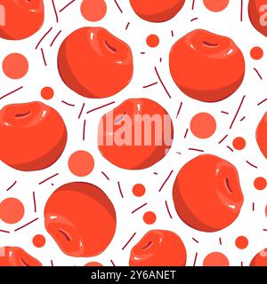 Nahtloses Muster mit roten Beeren mit Konfetti und Punkten Illustration Stockfoto