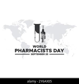 Weltapothekentag, 25. September, Banner, Anzeigen, Post-Design, Vektorillustration, Stockbild, eps-Datei. World Pharmacacists Day Social Media Design. Stock Vektor