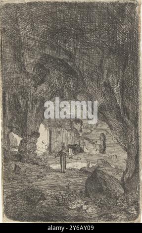 Innere einer Höhle, die Höhle in Valmontane., römische Ruinen (Serientitel), verscheyden verfallene Gebäude Soo Inside as Buy Romen (Serientitel), Druck, Druckerei: Bartholomeus Breenbergh, nach eigenem Entwurf von: Bartholomeus Breenbergh, Niederlande, 1639 - 1640, Papier, Ätzen, Höhe, 103 mm x Breite, 63 mm Stockfoto