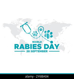 World Tollwut Day, 28. September, Grußkarte, Vorlage für soziale Medien, editierbare Vorlage, Banner-, Post-, Flyer-Design. Konzept des World Tollwut Day. Stock Vektor