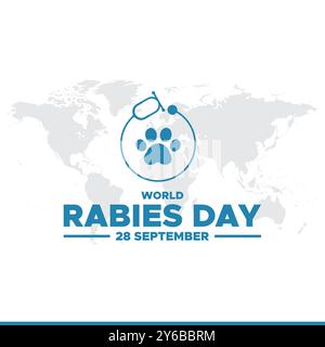 World Tollwut Day, 28. September, Grußkarte, Vorlage für soziale Medien, editierbare Vorlage, Banner-, Post-, Flyer-Design. Konzept des World Tollwut Day. Stock Vektor