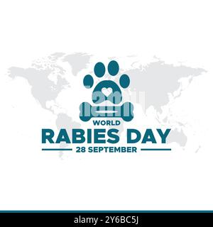 World Tollwut Day, 28. September, Grußkarte, Vorlage für soziale Medien, editierbare Vorlage, Banner-, Post-, Flyer-Design. Konzept des World Tollwut Day. Stock Vektor