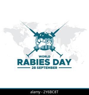 World Tollwut Day, 28. September, Grußkarte, Vorlage für soziale Medien, editierbare Vorlage, Banner-, Post-, Flyer-Design. Konzept des World Tollwut Day. Stock Vektor