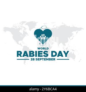 World Tollwut Day, 28. September, Grußkarte, Vorlage für soziale Medien, editierbare Vorlage, Banner-, Post-, Flyer-Design. Konzept des World Tollwut Day. Stock Vektor