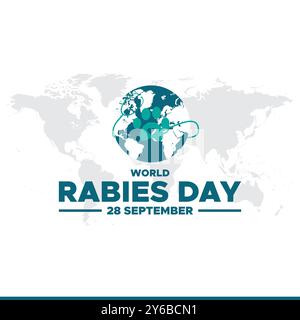 World Tollwut Day, 28. September, Grußkarte, Vorlage für soziale Medien, editierbare Vorlage, Banner-, Post-, Flyer-Design. Konzept des World Tollwut Day. Stock Vektor