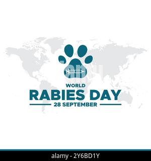 World Tollwut Day, 28. September, Grußkarte, Vorlage für soziale Medien, editierbare Vorlage, Banner-, Post-, Flyer-Design. Konzept des World Tollwut Day. Stock Vektor