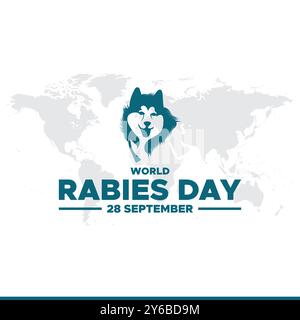 World Tollwut Day, 28. September, Grußkarte, Vorlage für soziale Medien, editierbare Vorlage, Banner-, Post-, Flyer-Design. Konzept des World Tollwut Day. Stock Vektor