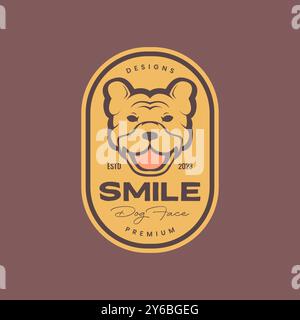 Tier Haustiere Hund Kopf Bulldog Maskottchen Vintage Abzeichen Logo Design Vektor Stock Vektor