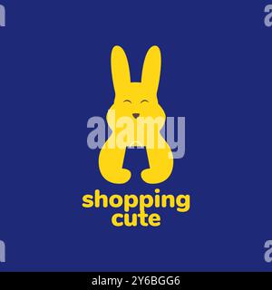 Tier Haustiere Kaninchen Hase Haustier Shop Einkaufstasche modernes Maskottchen Logo Design Vektor Stock Vektor