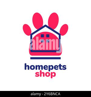 Pfote Haustiere Haus Haustier Shop Bunte moderne minimalistische abstrakte Logo Icon Vektor Illustration Stock Vektor