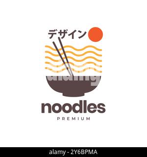 japan Geschmack Nudel Schüssel Lebensmittel Kultur minimalen Hipster bunte Logo Vektor Icon Illustration Stock Vektor